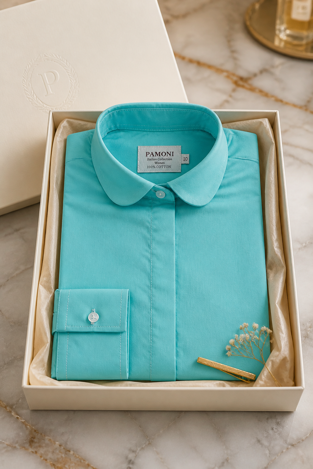 Women's Fitted Aqua Cotton Shirt-2