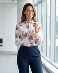 White Floral Extra Slim Fit Cotton Shirt-0