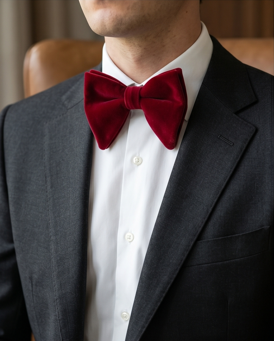 Rich Burgundy Velvet Bow Tie-1