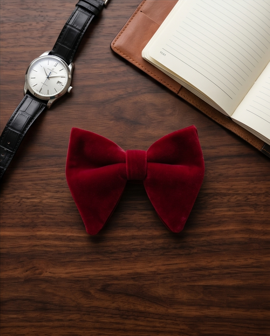 Rich Burgundy Velvet Bow Tie-0