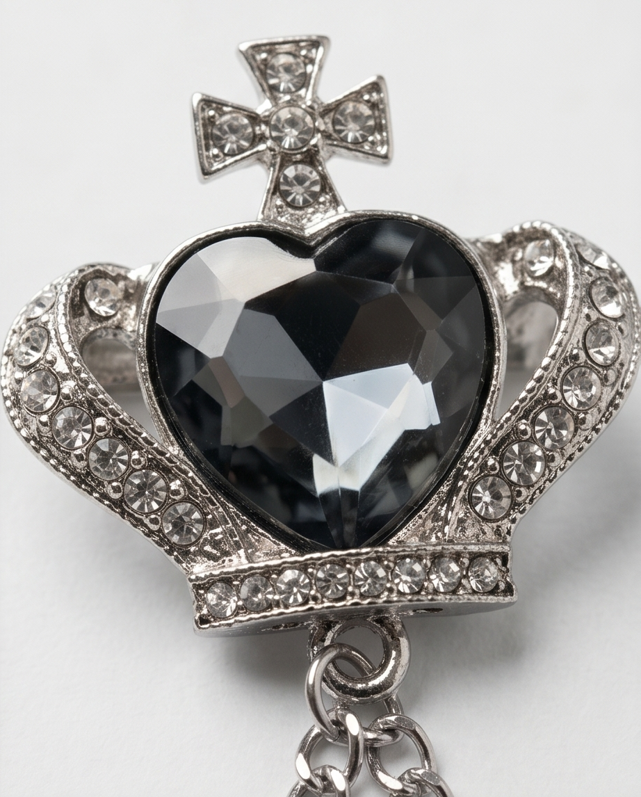 Royal Crown & Star Lapel Chain Brooch-3