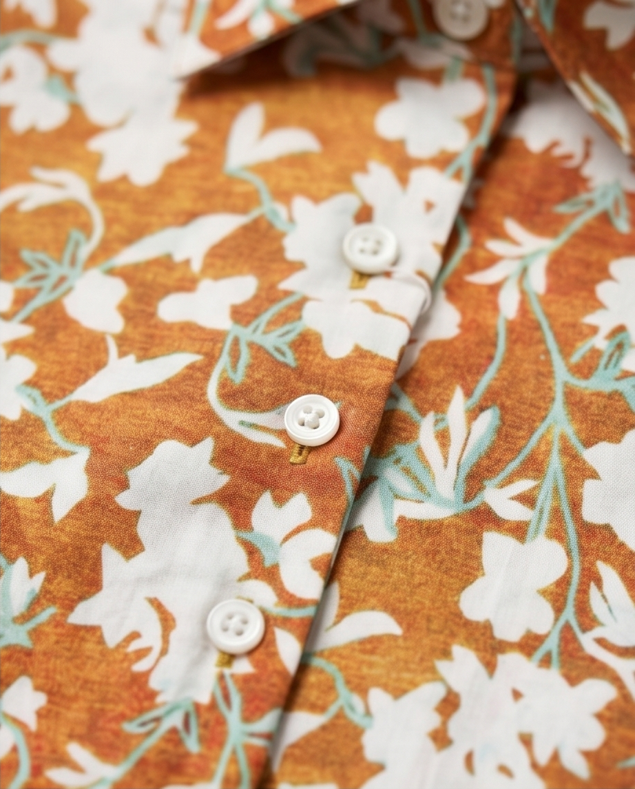 Earthy Bloom Print Fitted Cotton Shirt-2