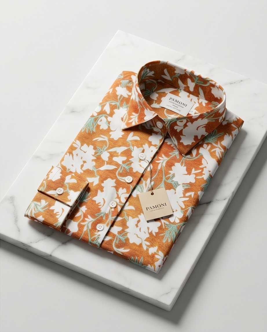 Earthy Bloom Print Fitted Cotton Shirt-1