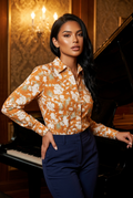 Earthy Bloom Print Fitted Cotton Shirt-0