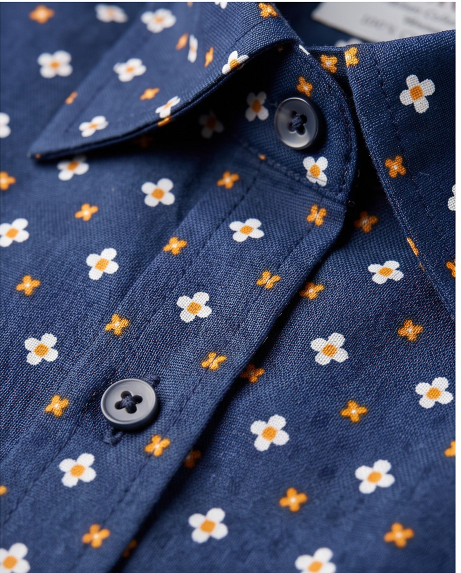 Petite Blossom Print Fitted Cotton Shirt-1