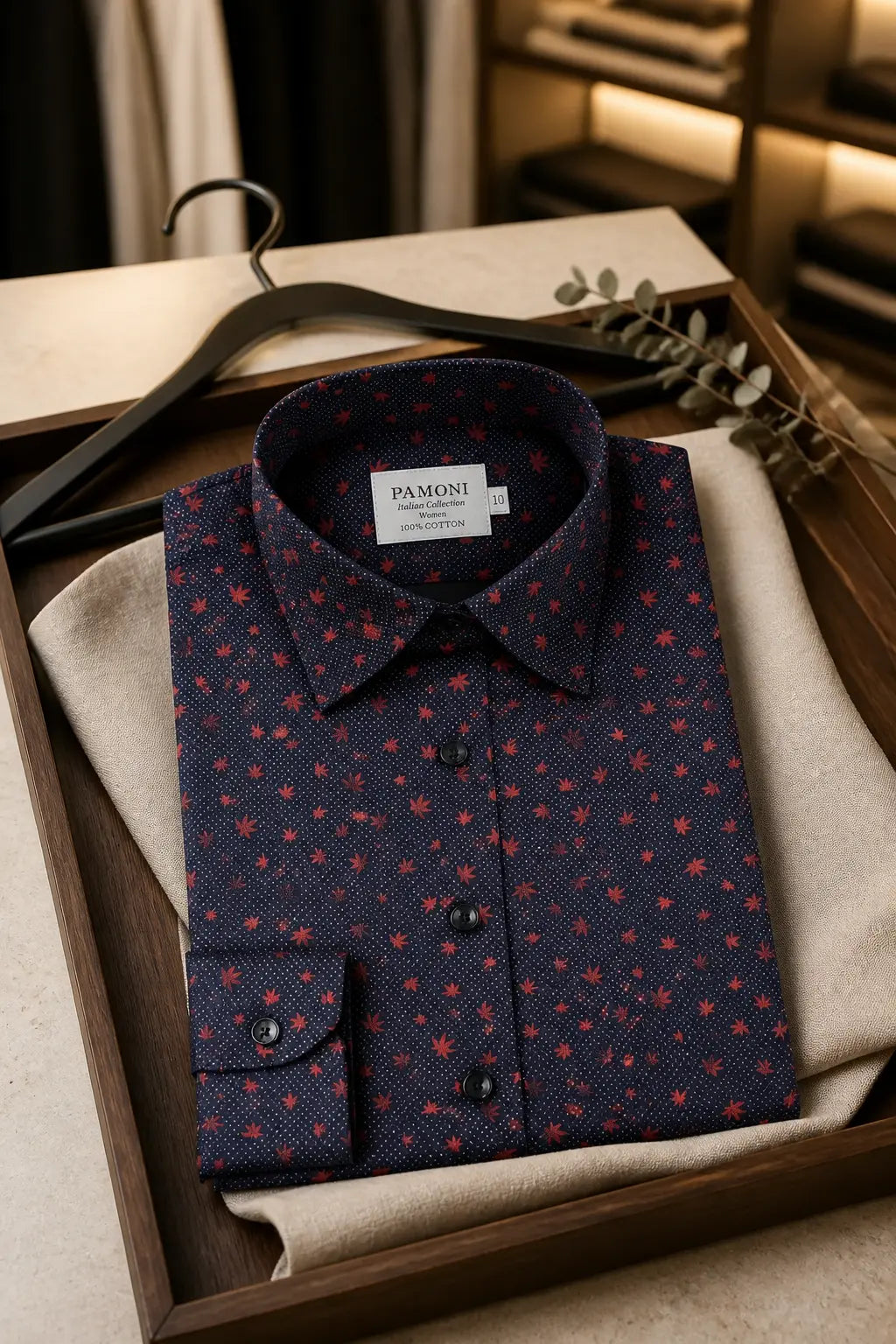 Crimson Bloom Fitted Cotton Shirt-3