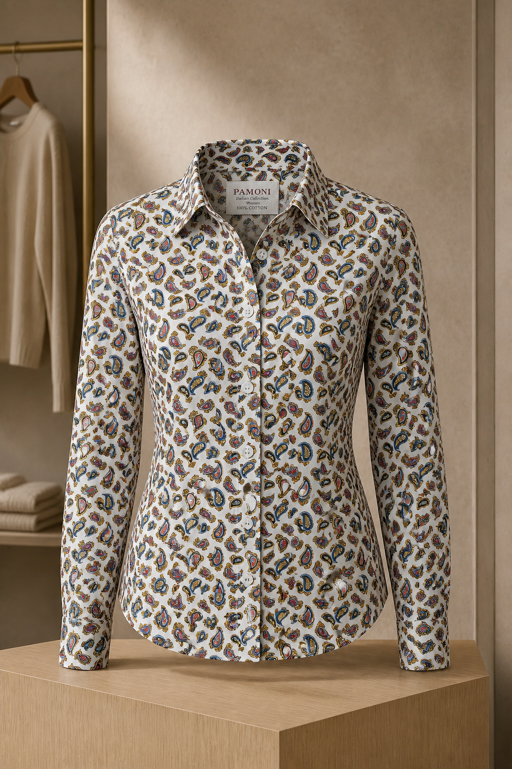 Classic Paisley Print Fitted Cotton Shirt-1