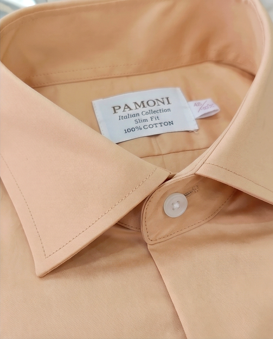 Peach Slim Fit 100% Cotton Dress Shirt with Single Cuff-2
