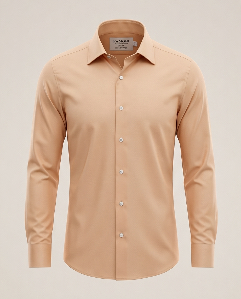 Peach Slim Fit 100% Cotton Dress Shirt with Single Cuff-4