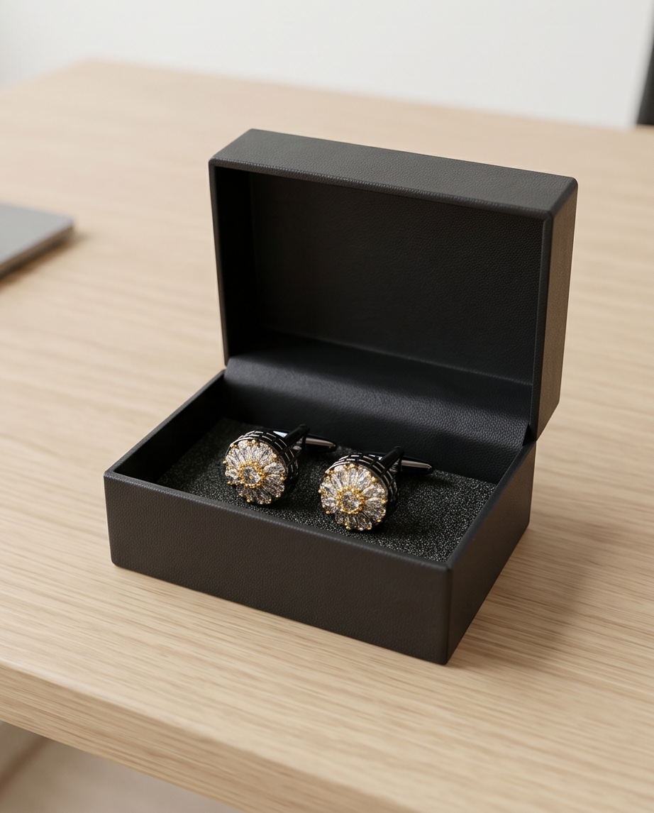 Blooming Radiance Gemstone Cufflinks-3