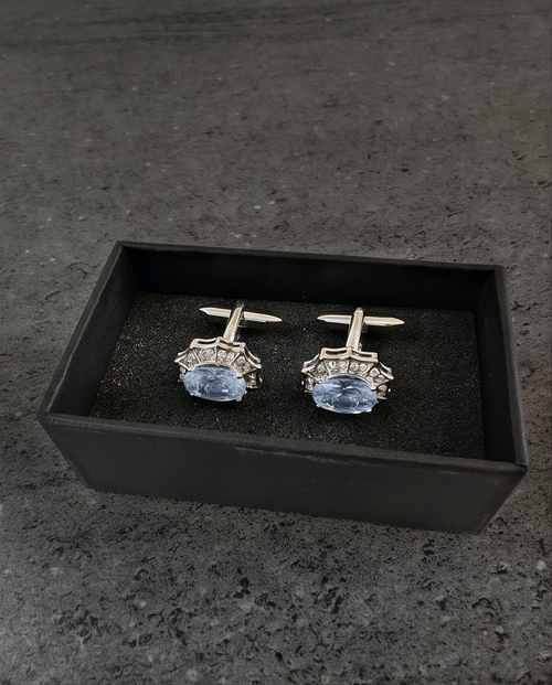 Blue Ice Crown Cufflinks-0