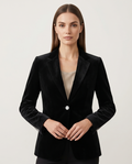 Women's Black Velvet Blazer-0