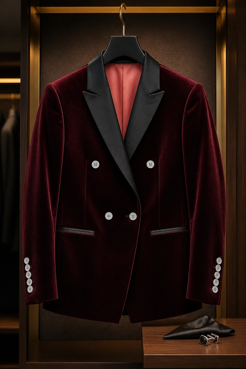 Burgundy Double Breasted Dinner Jacket-1