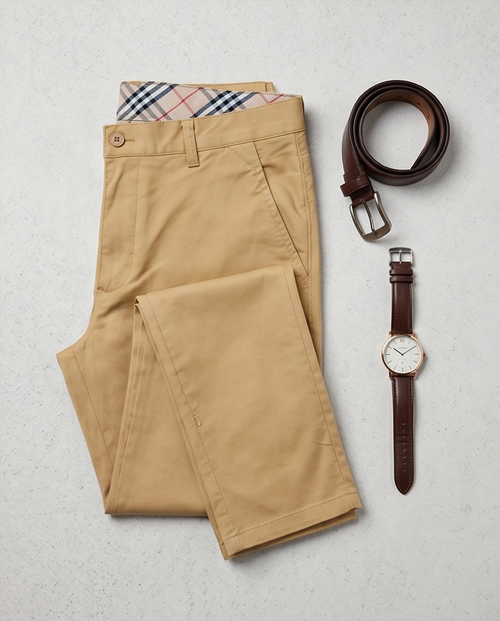 Beige Slim-Fit Stretch Chino – 100% Cotton-1