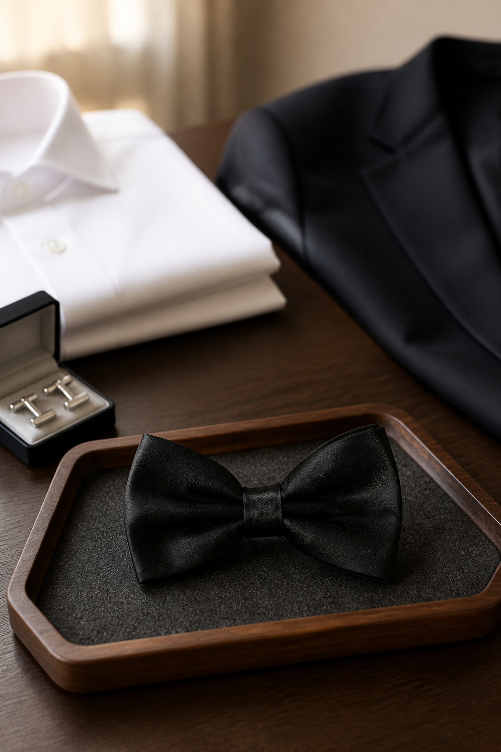Men’s Formal Black Satin Bow Tie-1
