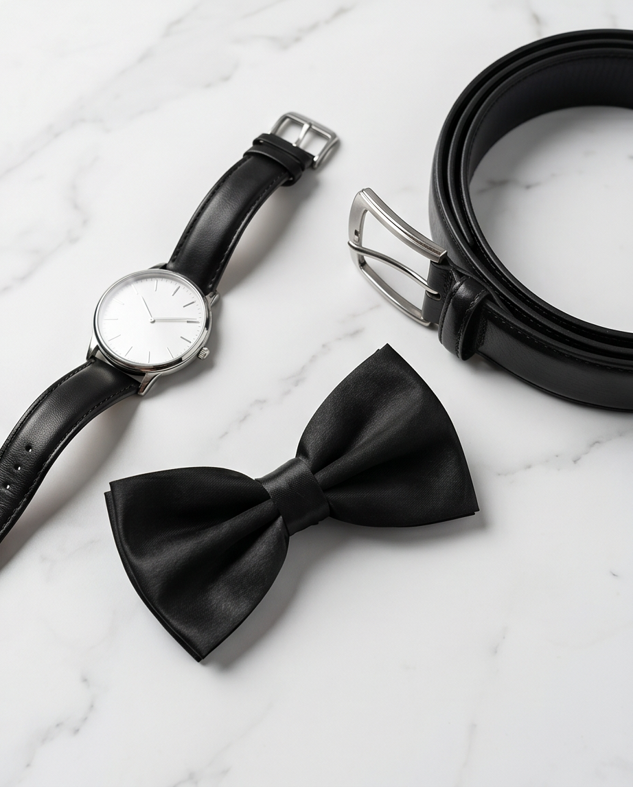 Men’s Formal Black Satin Bow Tie-4