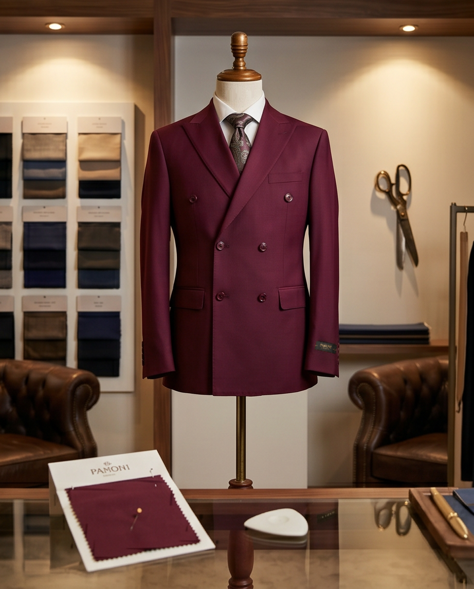 The Burgundy Tailored Double-Breasted Suit-3