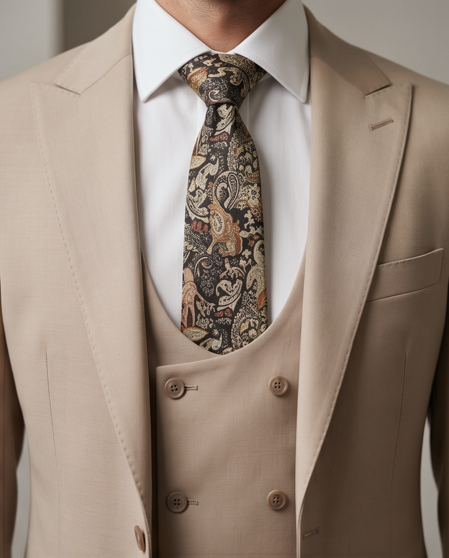 The Kensington Tailored 3-Piece Wool-Blend Suit – Sand Beige-3