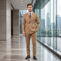 The Sovereign Double-Breasted Slim-Fit Suit – Camel Wool Blend-0