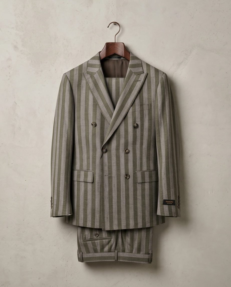 The Executive Stripe: Men’s Slim-Fit Wool-Blend Double-Breasted Suit-3