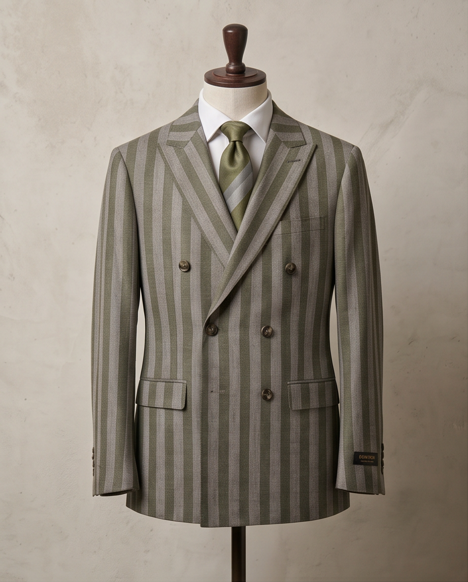 The Executive Stripe: Men’s Slim-Fit Wool-Blend Double-Breasted Suit-1