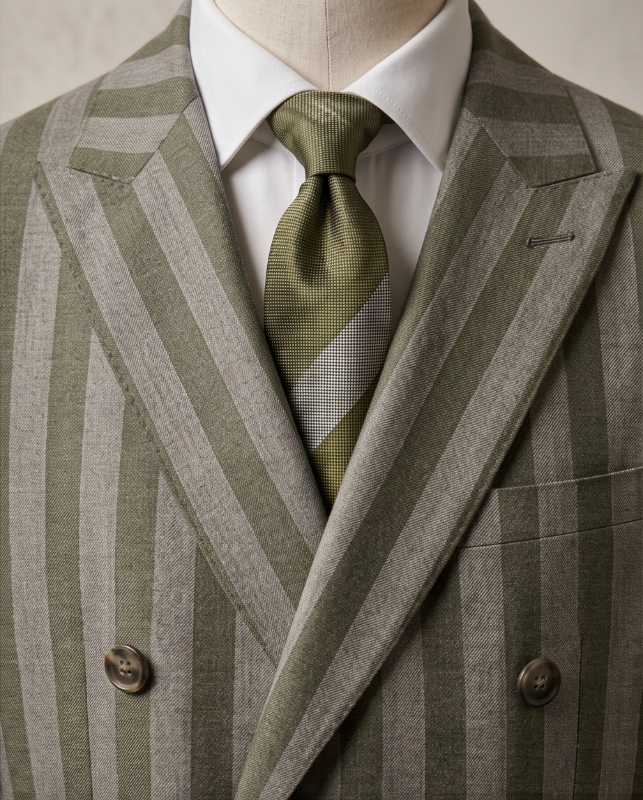 The Executive Stripe: Men’s Slim-Fit Wool-Blend Double-Breasted Suit-4