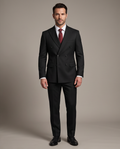Elegant Black Double-Breasted Suit-0