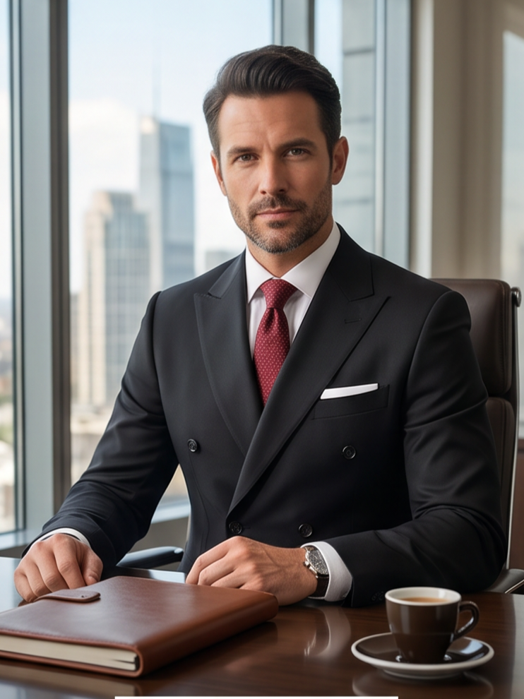 Elegant Black Double-Breasted Suit-1