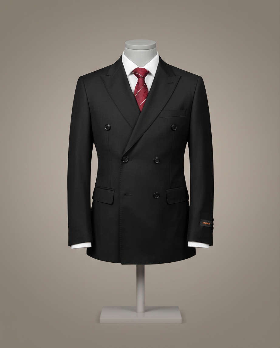 Elegant Black Double-Breasted Suit-2