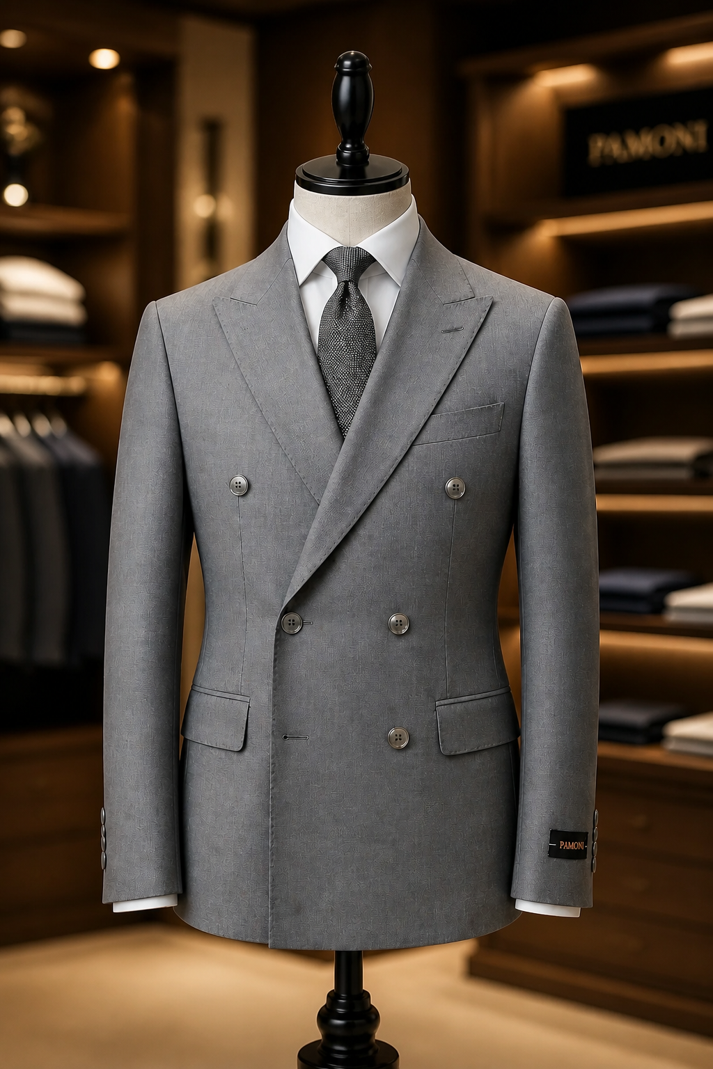 Modern Grey Slim Fit Double-Breasted Suit-1