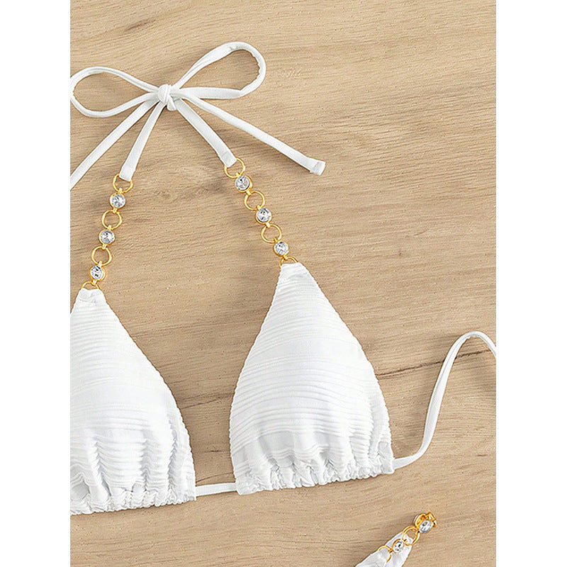 Pure Color Tie-Up Bikini Top for Women