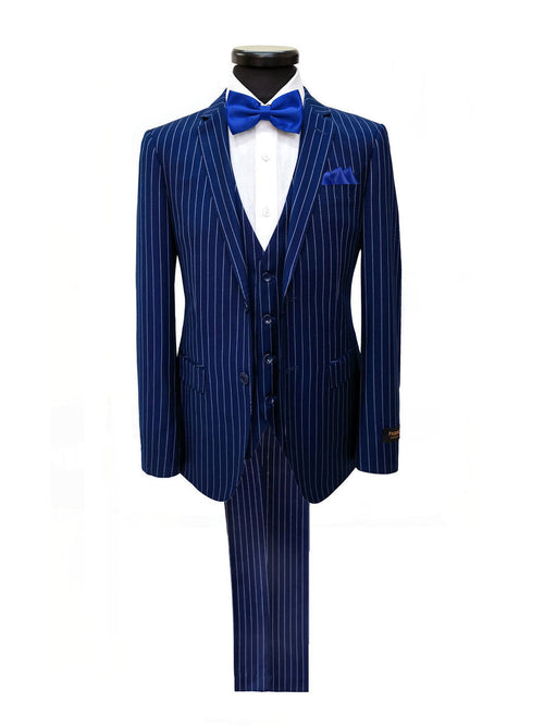 Blue Stripe 2 Button 3-Piece Suit-0