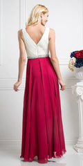 Beaded Belt Chiffon A - Line Dress-5