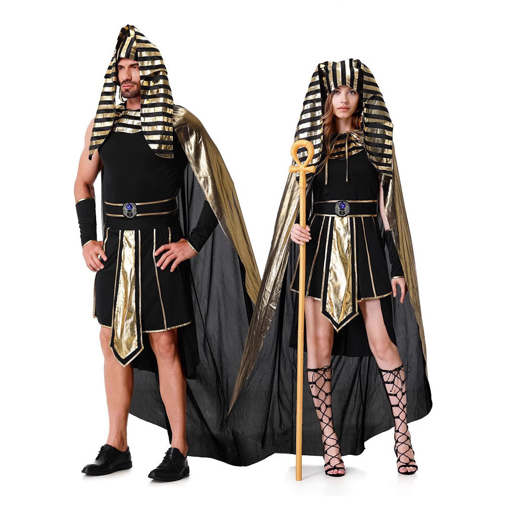 Halloween Couple Egyptian Costume Cosplay Pharaoh and Queen Outfit Men Women Ancient Greek Roman King Queen Performance Adult