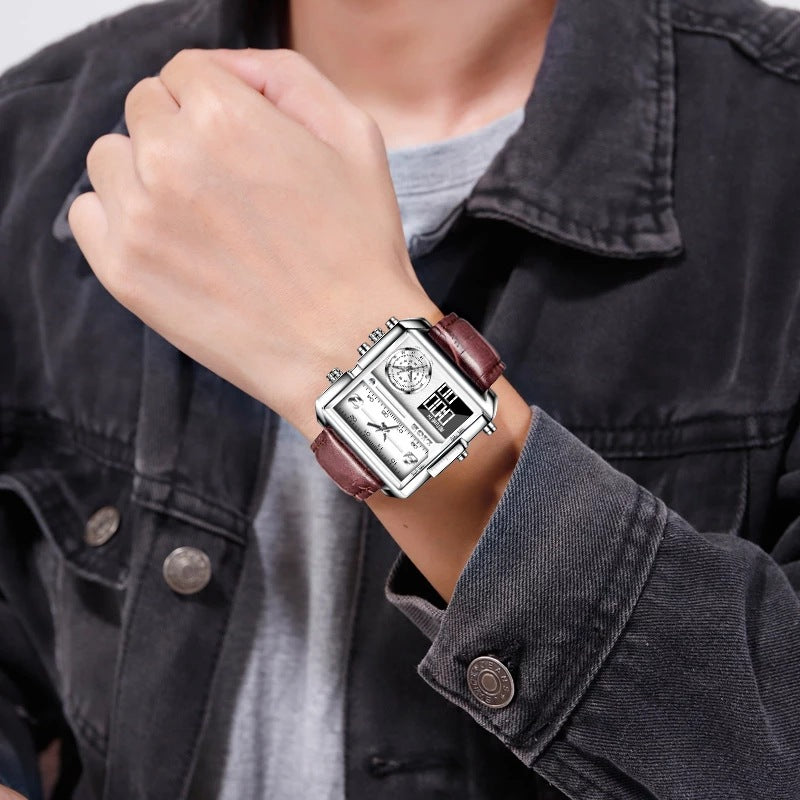 Lige New Electronic Quartz Dual Display Watch Men's Waterproof Watch Multi-Function Electronic Watch Quartz Watch