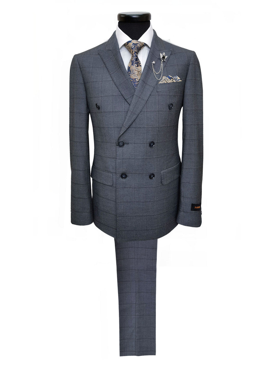 Grey Check Double Breasted Suit-0