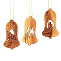 Christmas tree decorations, nativity scene, set of 3 bell pendants - without bark