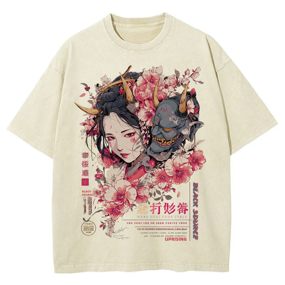 Anime Dragon Floral Graphic T Shirt Unisex Cotton Tee-3