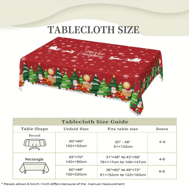 Transform Your Table with 1pc Merry Christmas Polyester Tablecloth
