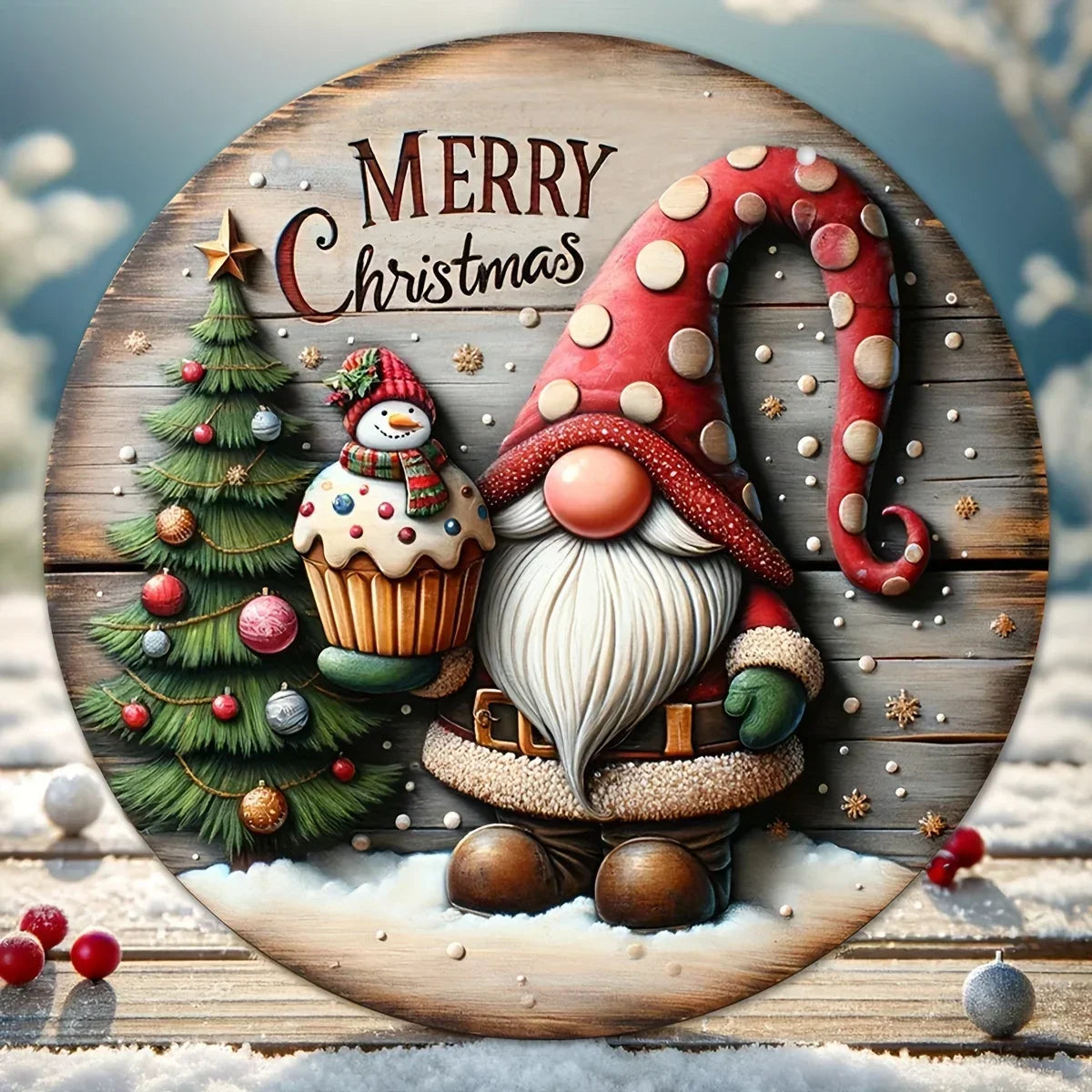 Wooden Merry Christmas Hanging Decoration