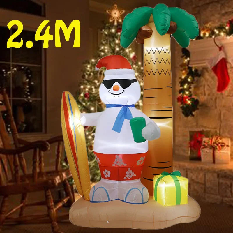 2.4M Christmas Inflatable Beach Snowman with LED Lights
