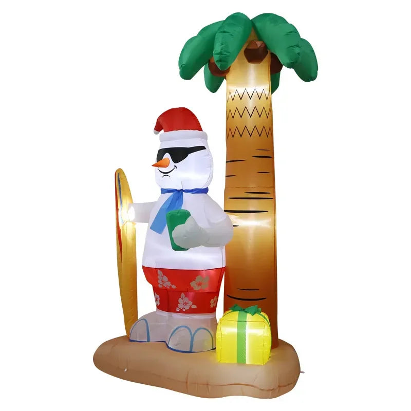 2.4M Christmas Inflatable Beach Snowman with LED Lights