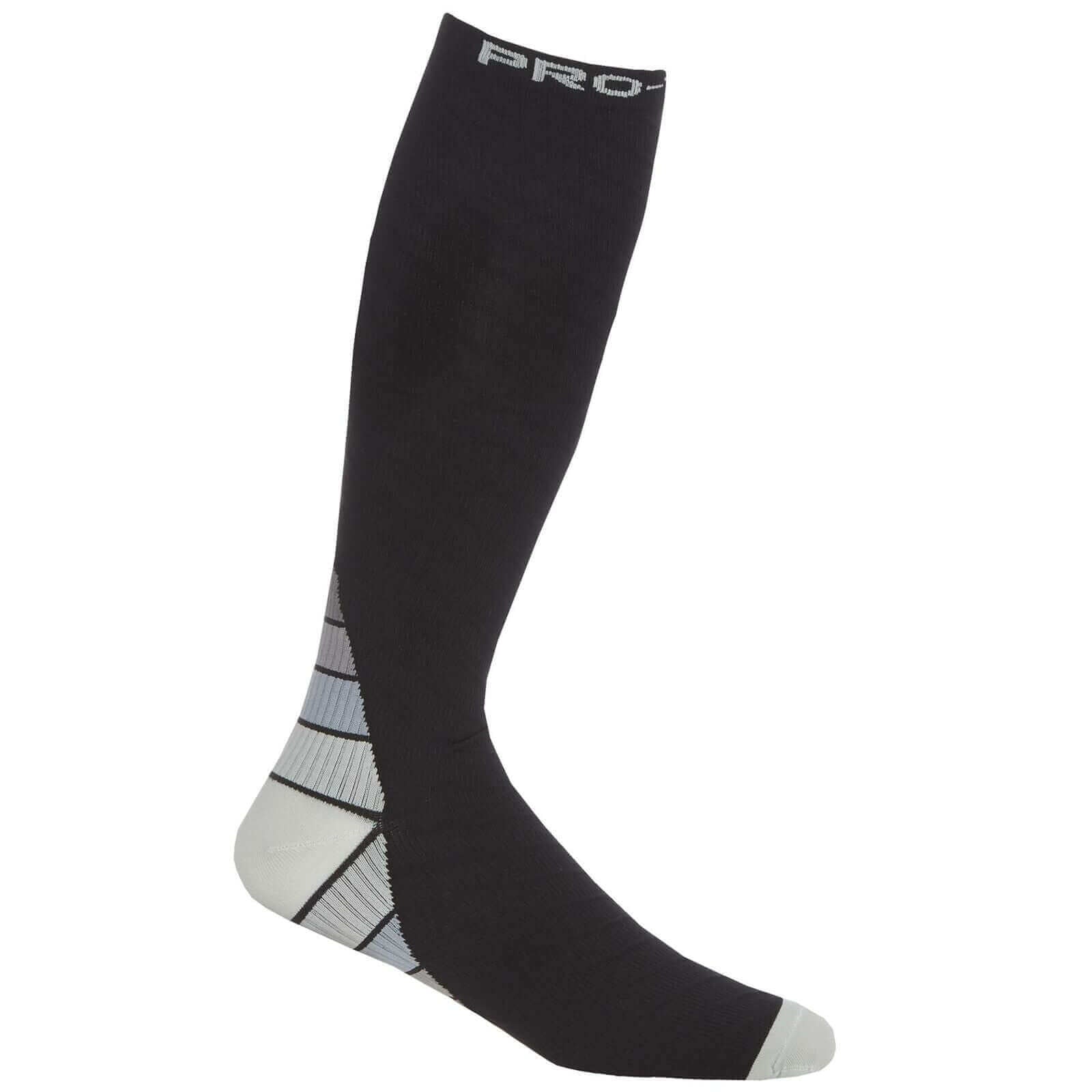 Sock Stack Men's Long Compression Socks 2 Pack Breathable Anti-Crimp Design Black Reinforced Heel and Toe Comfort