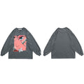 Men Hip Hop Oversized T Shirt Long Sleeve Streetwear Japanese Anime Girl Tshirt Harajuku Cartoon Tops Tees Cotton Loose-5