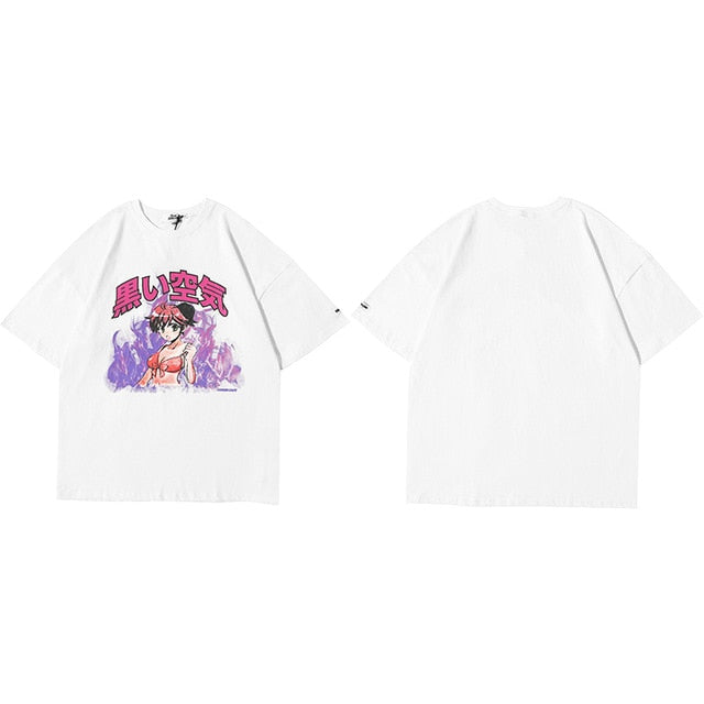 Hip Hop T Shirt Streetwear Japanese Cartoon Sexy Girl Tshirt Harajuku HipHop Oversize T-shirt Anime Cotton Tops Tees-5