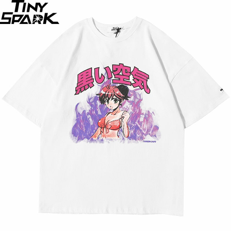 Hip Hop T Shirt Streetwear Japanese Cartoon Sexy Girl Tshirt Harajuku HipHop Oversize T-shirt Anime Cotton Tops Tees-2