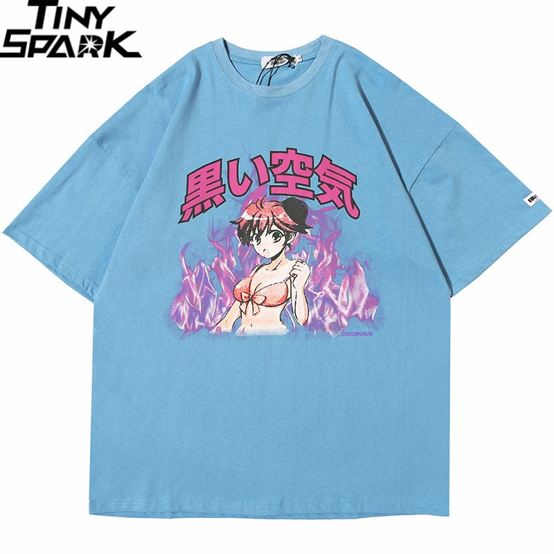 Hip Hop T Shirt Streetwear Japanese Cartoon Sexy Girl Tshirt Harajuku HipHop Oversize T-shirt Anime Cotton Tops Tees-3