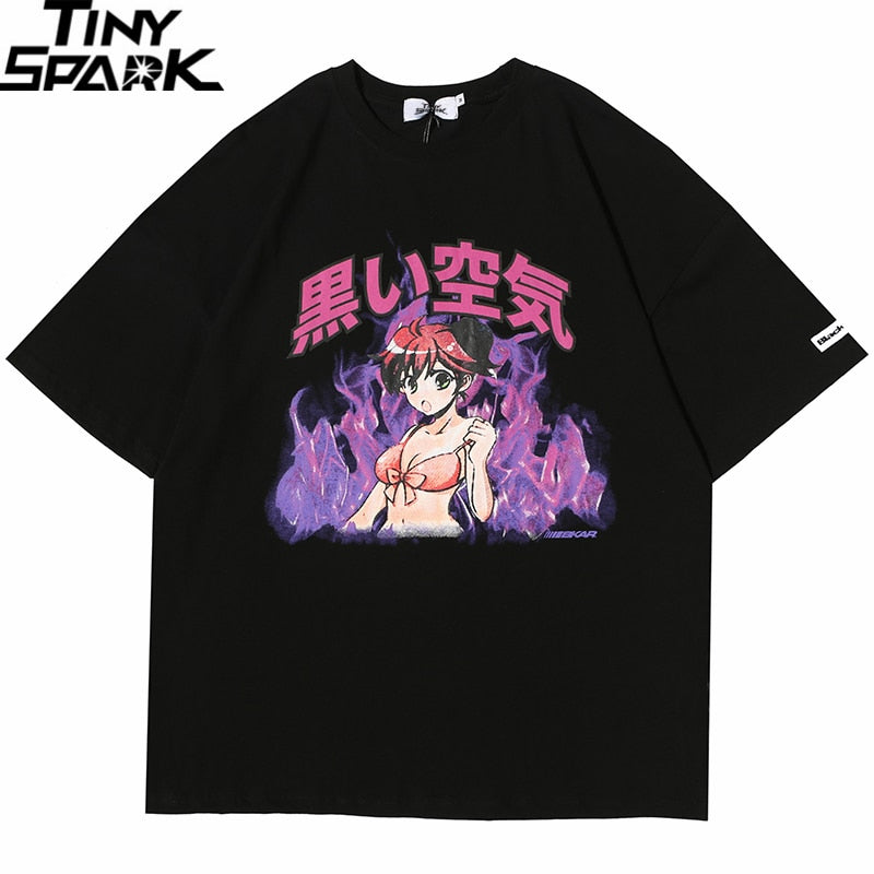 Hip Hop T Shirt Streetwear Japanese Cartoon Sexy Girl Tshirt Harajuku HipHop Oversize T-shirt Anime Cotton Tops Tees-1