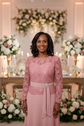 Pale pink lace embellished A-line mother of the bride dress-0