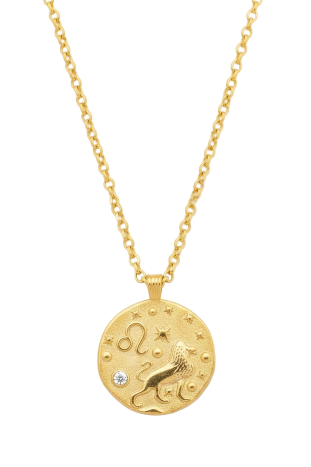 Zodiac Birthstone Talisman Necklace Leo Gold